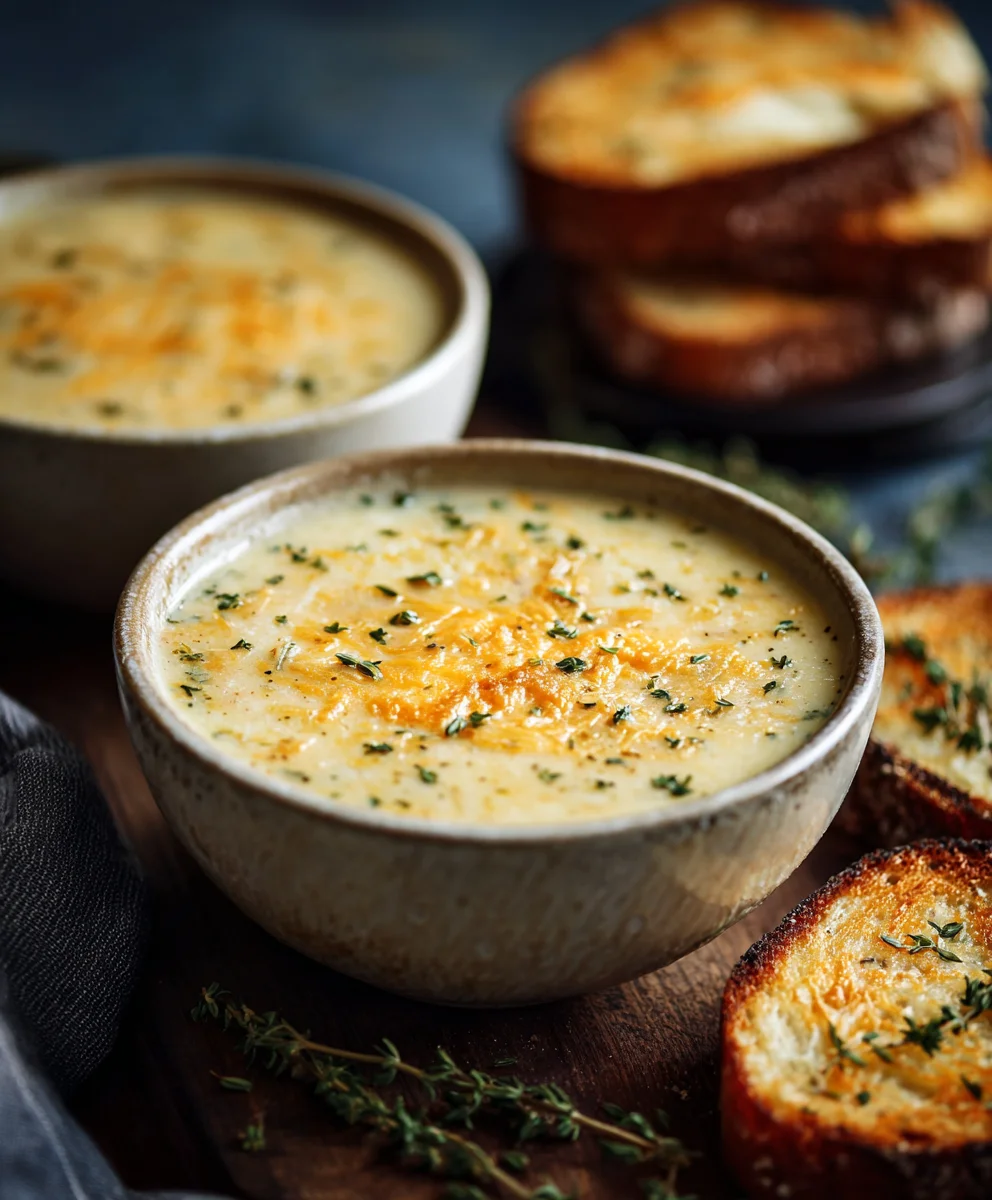 Delicious Hearty Cheddar Garlic Herb Potato Soup