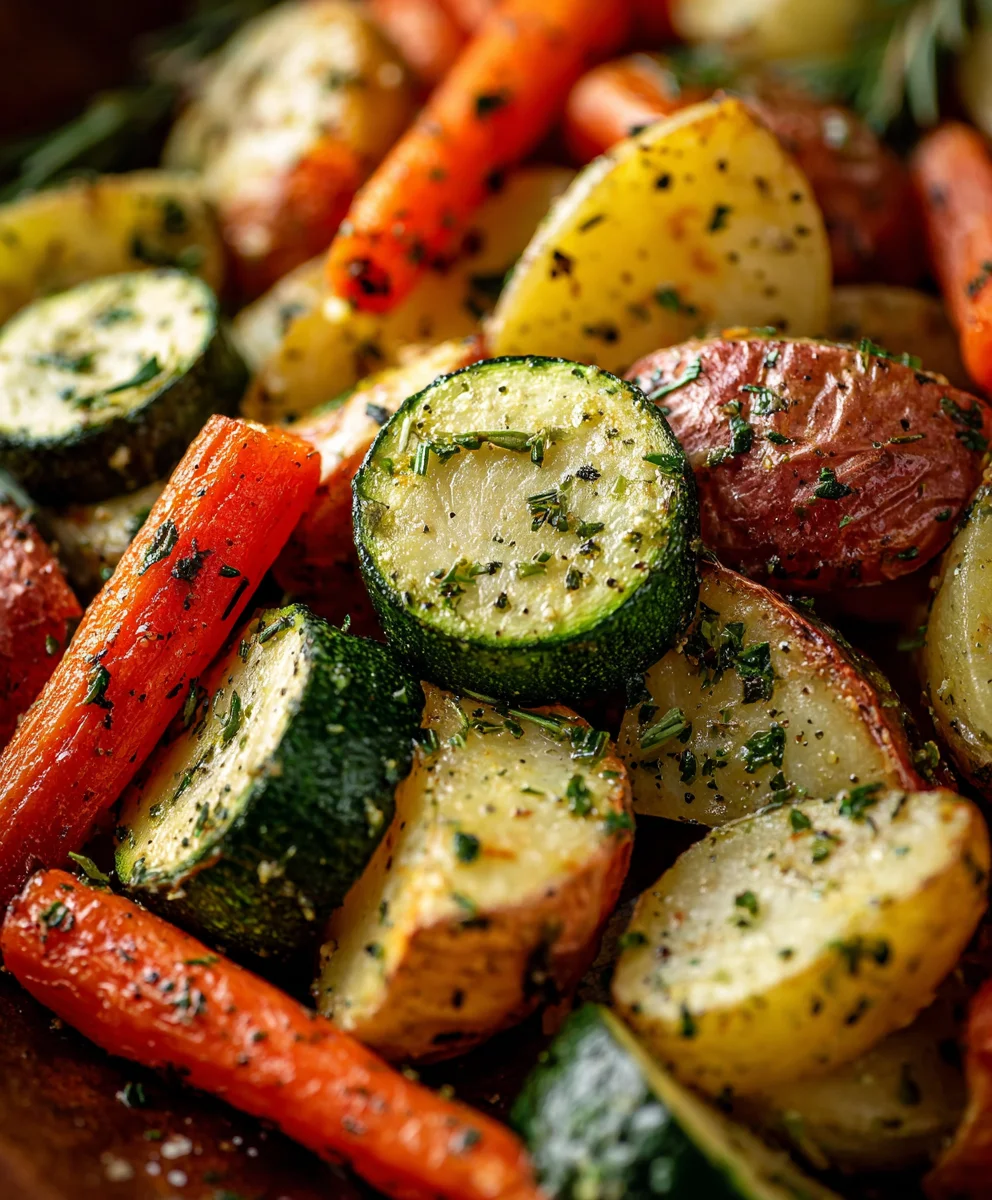 Easy Garlic Herb Roasted Potatoes, Carrots & Zucchini