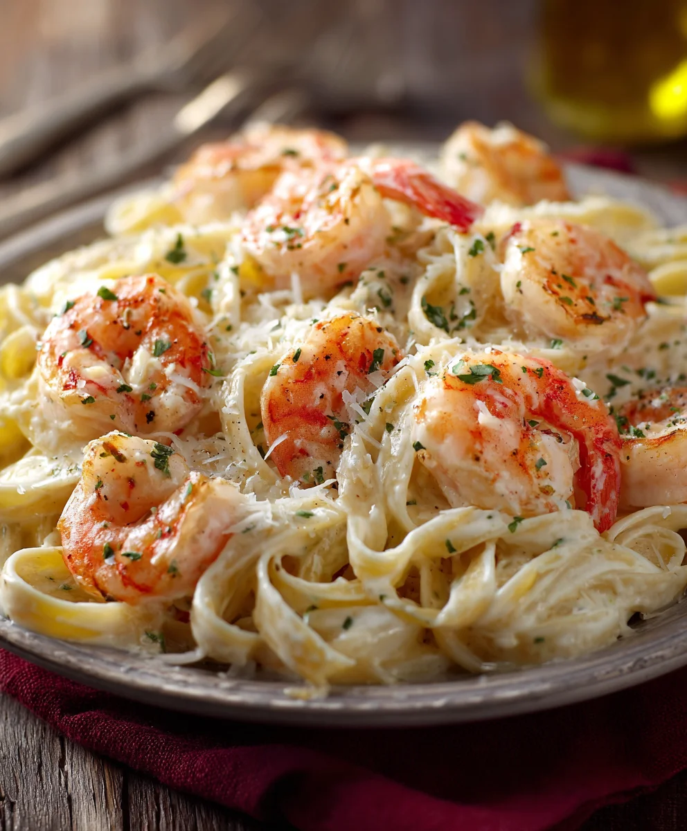 Creamy Shrimp Fettuccine Alfredo with Homemade Sauce