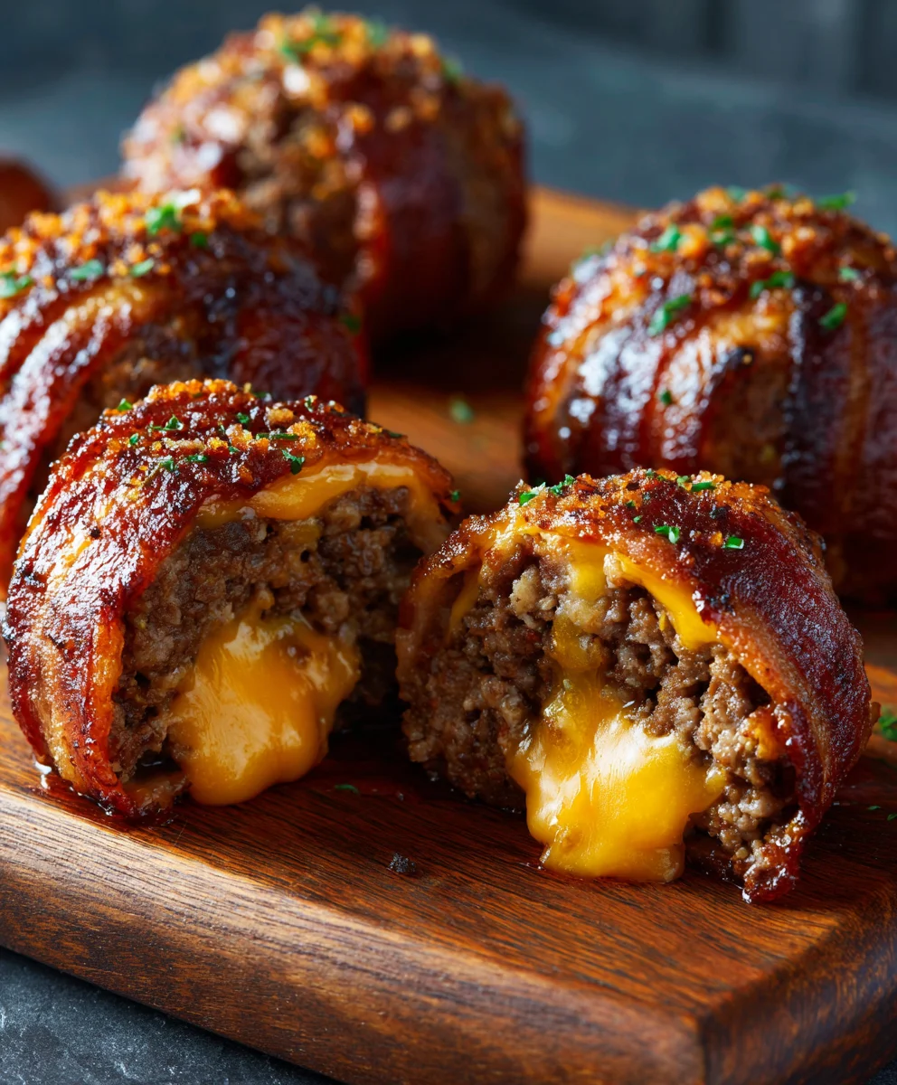 Amazing Cheddar Stuffed BBQ Beef Bacon Bombs Recipe!