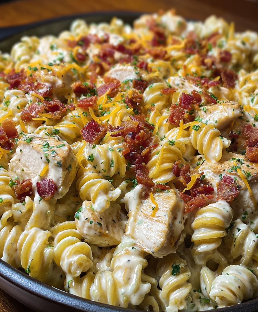 Easy Chicken & Beef Bacon Ranch Pasta Delight