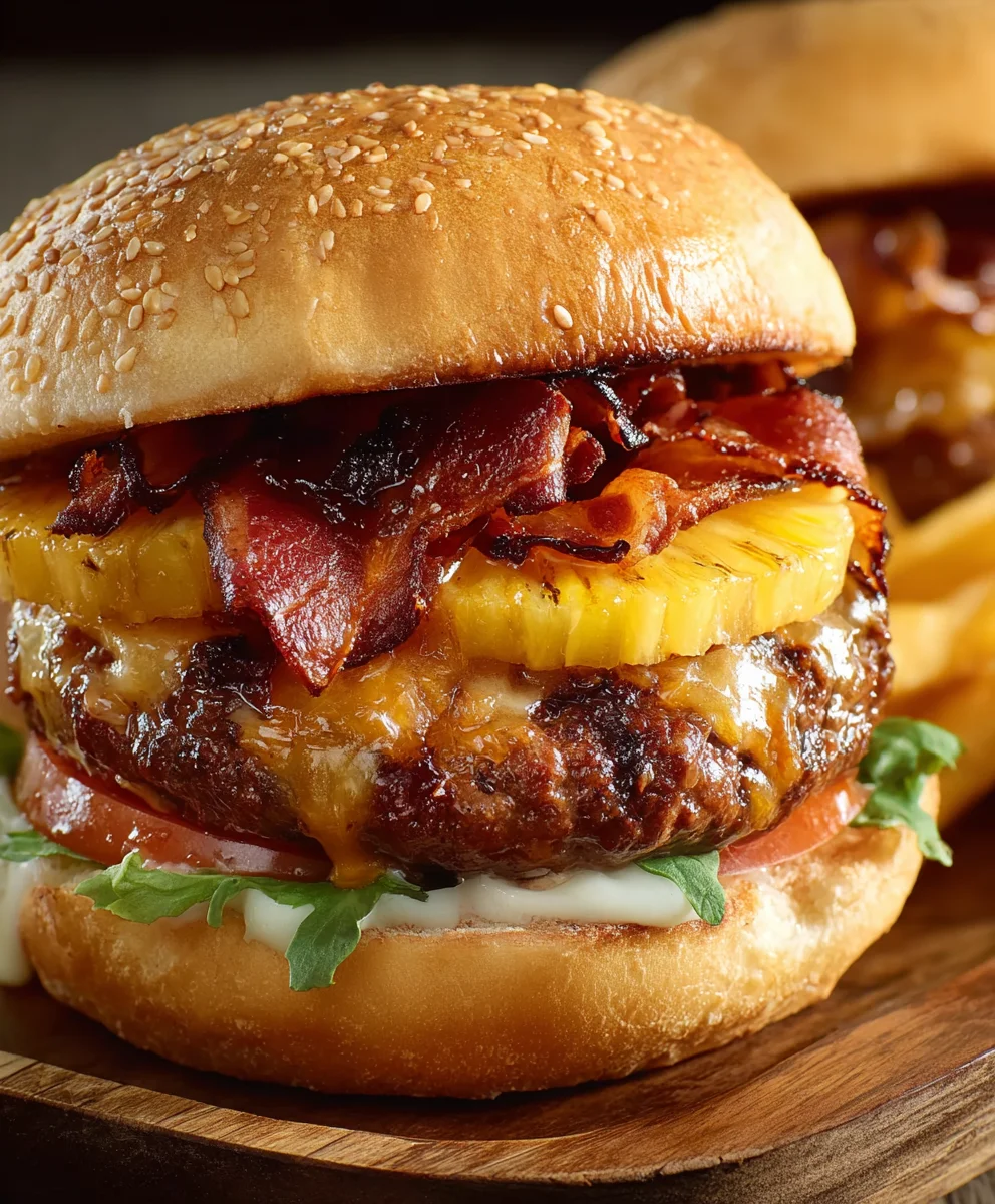 Pineapple Beef Bacon Burger: Sweet, Savory, Irresistible!