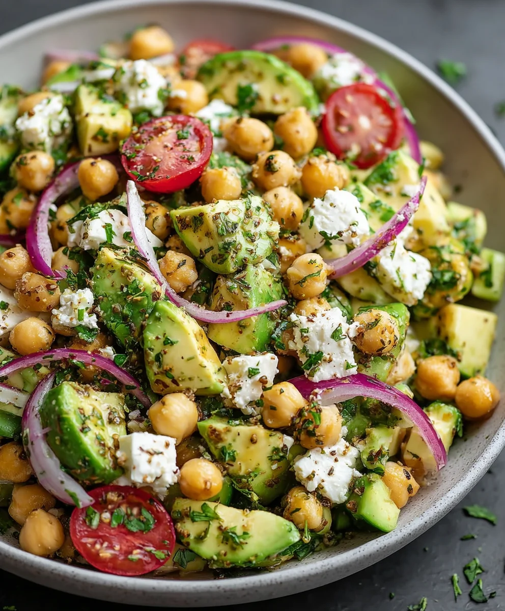 Chickpea Feta Avocado Salad: Healthy & Easy Meal!