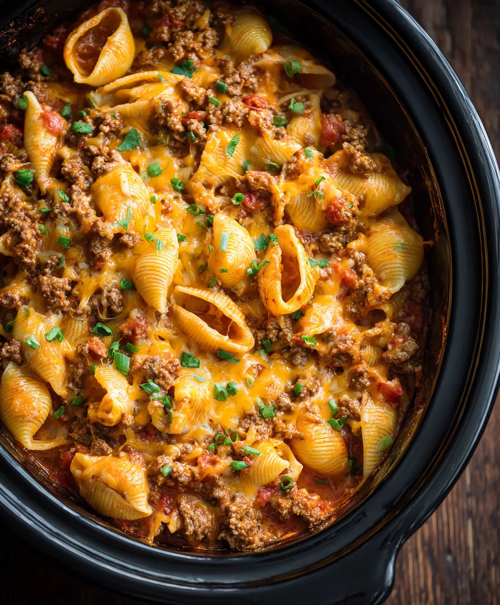 Crockpot Cheesy Ranch Beef Pasta Shells: Family Favorite