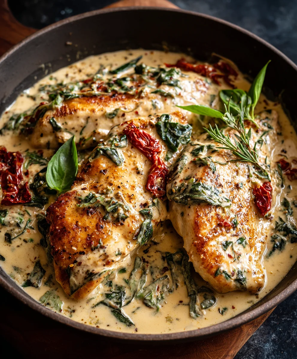 Delicious Mozzarella Chicken in Basil Cream Sauce Recipe