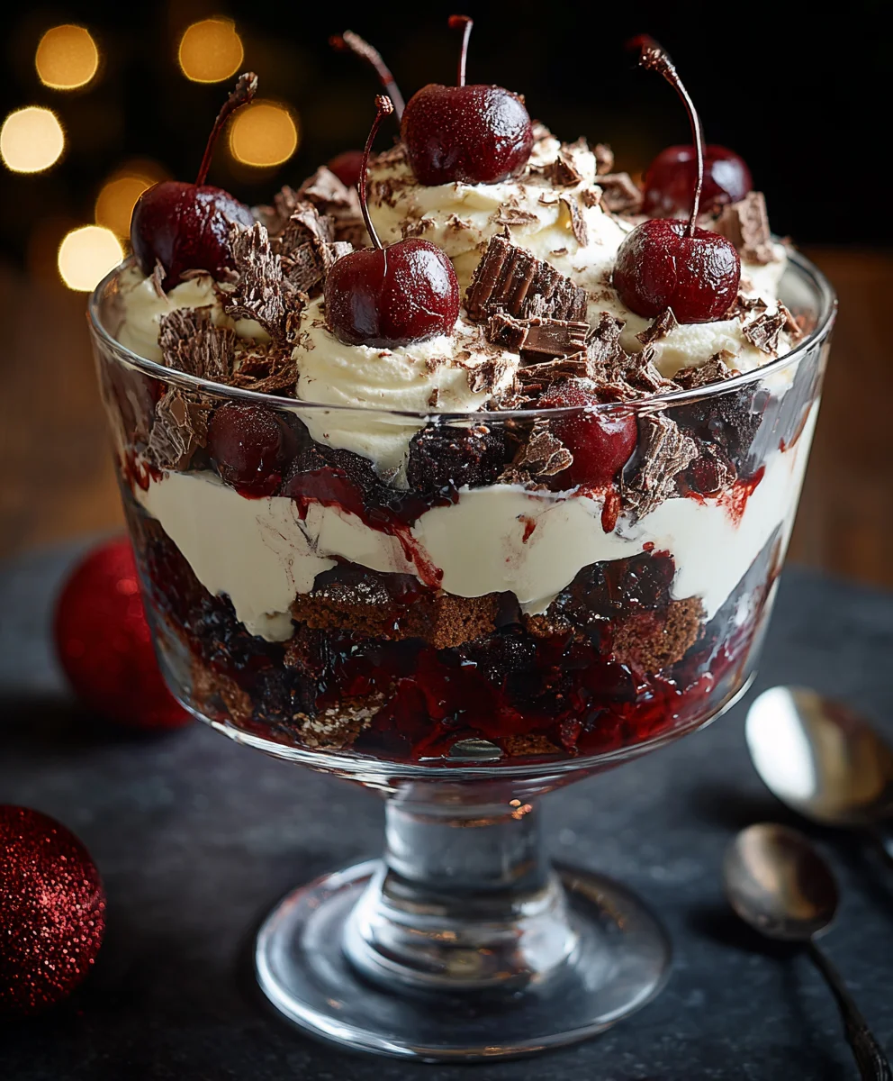 Festive Black Forest Trifle - Perfect Christmas Dessert!