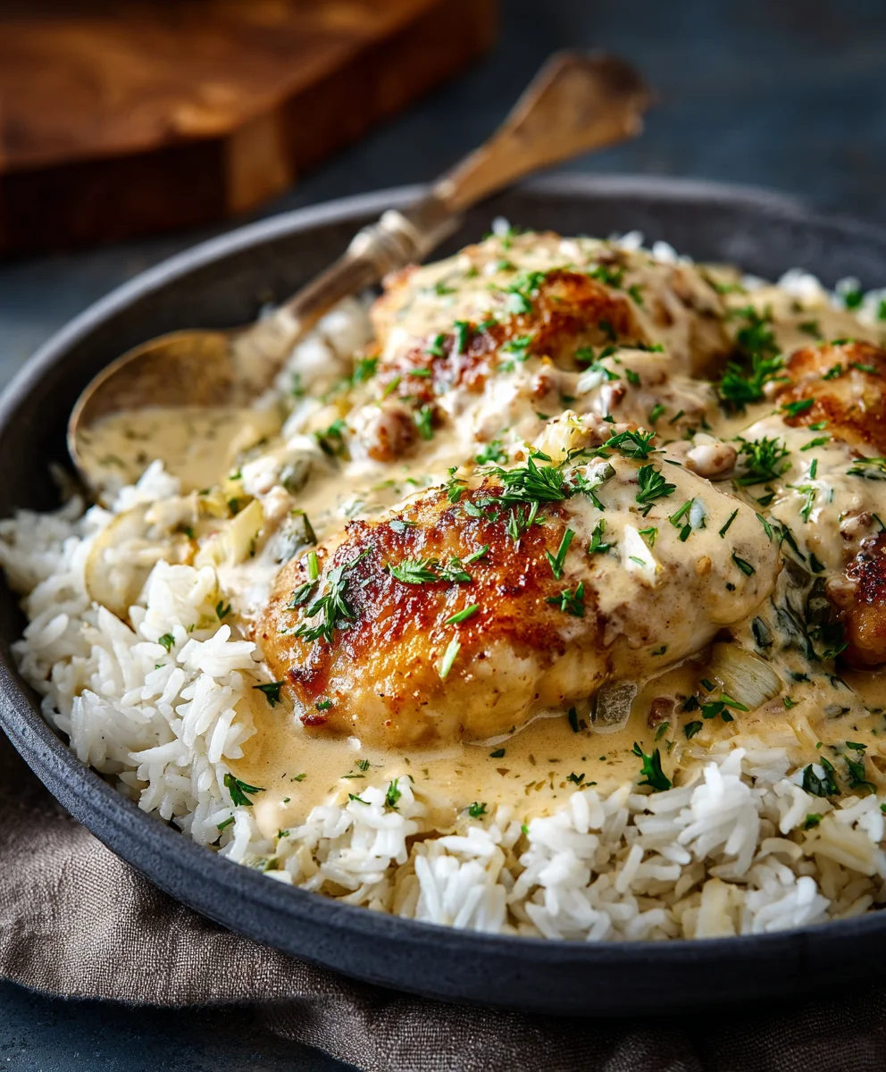 Creamy Smothered Chicken & Rice: Easy Dinner Recipe
