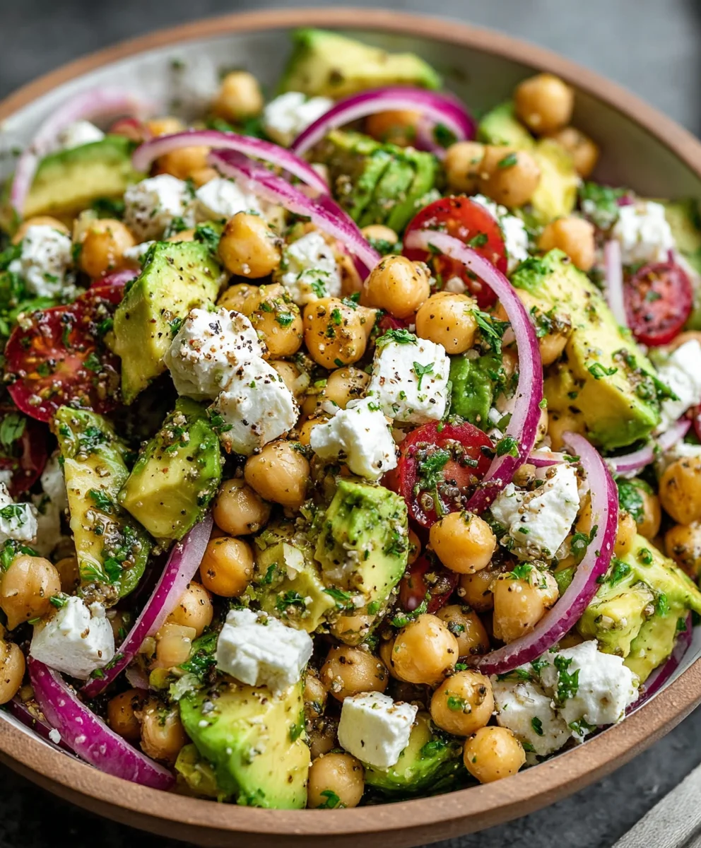 Easy Chickpea Feta Avocado Salad: Healthy & Delicious!