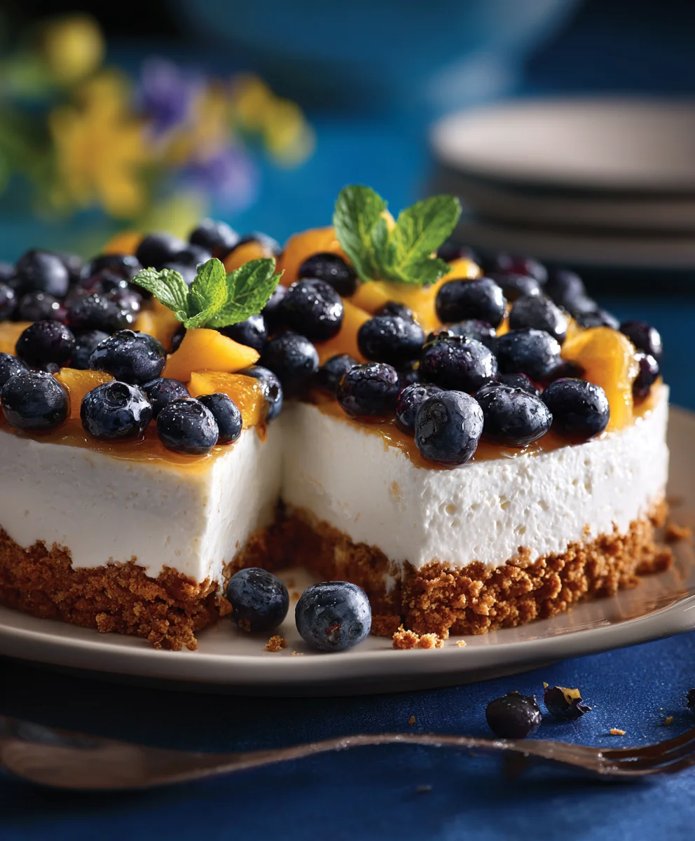 No Bake Peach Blueberry Cheesecake Recipe: Easy & Delicious!