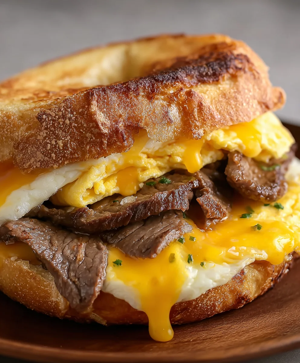 Easy Copycat McDonald's Steak Egg Cheese Breakfast Sandwich