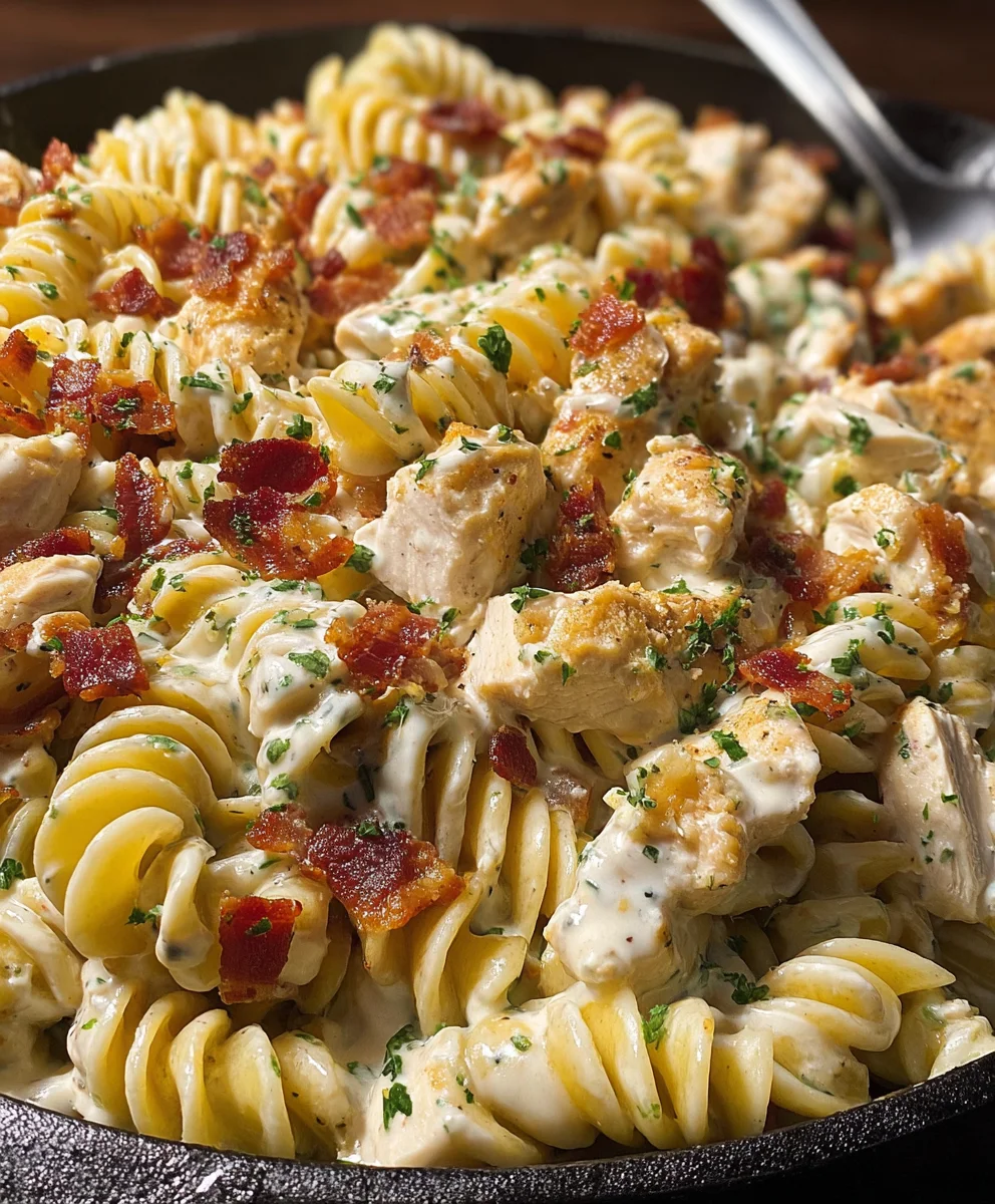 Easy Chicken & Beef Bacon Ranch Pasta Delight