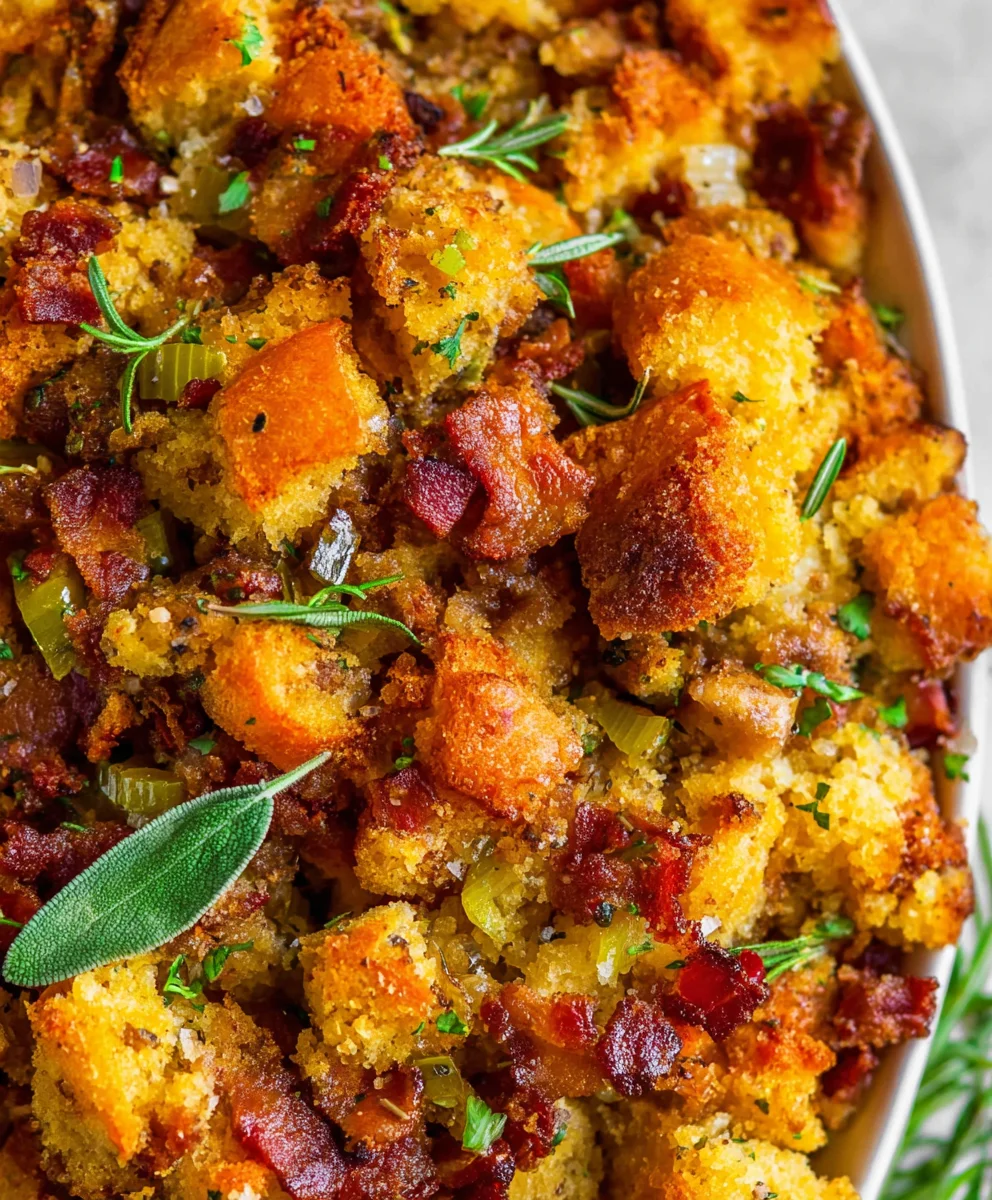Beef Bacon Cornbread Stuffing Recipe-Savory Holiday Classic