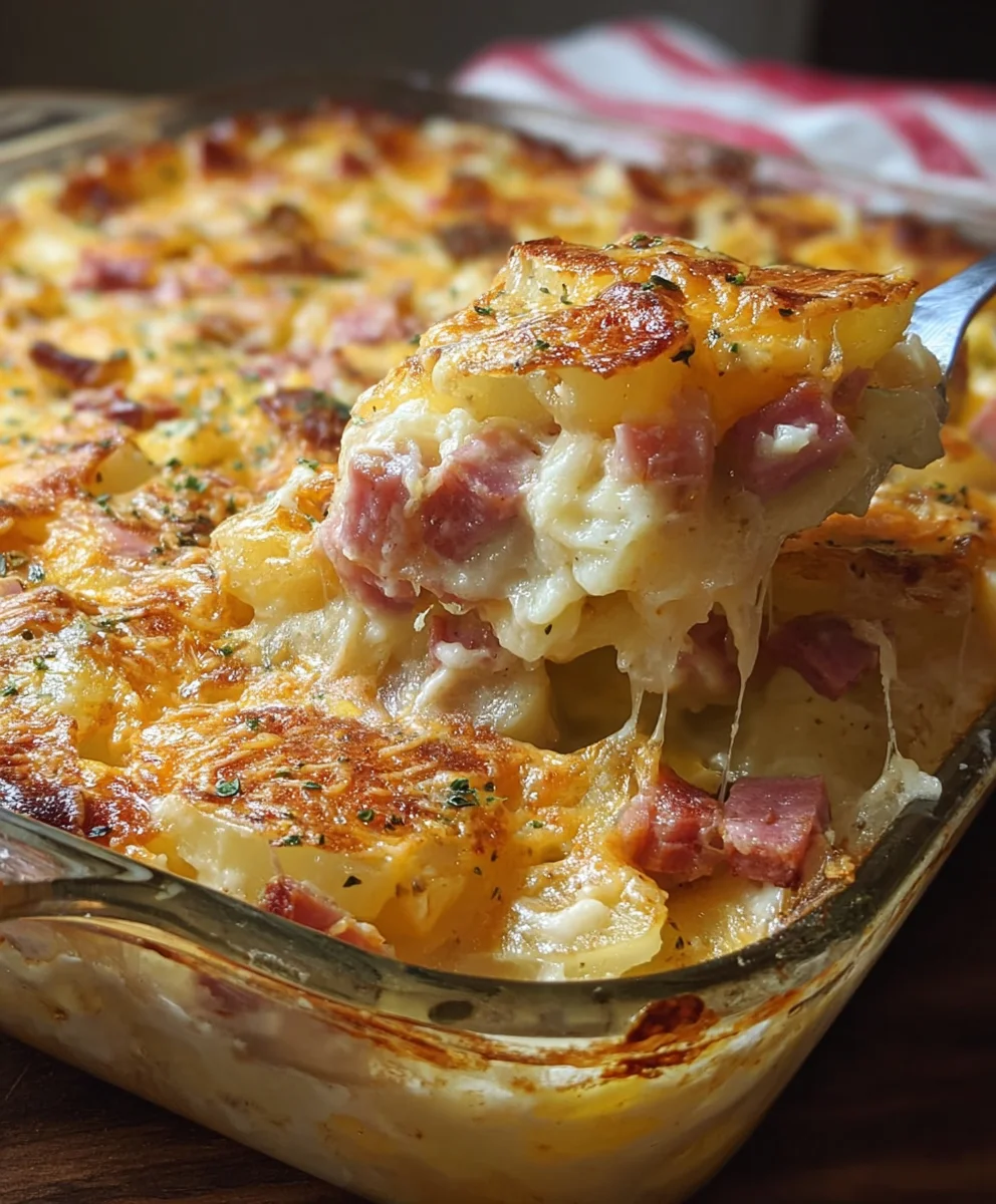 Cheesy Beef Potato Ham Casserole - Easy Comfort Food