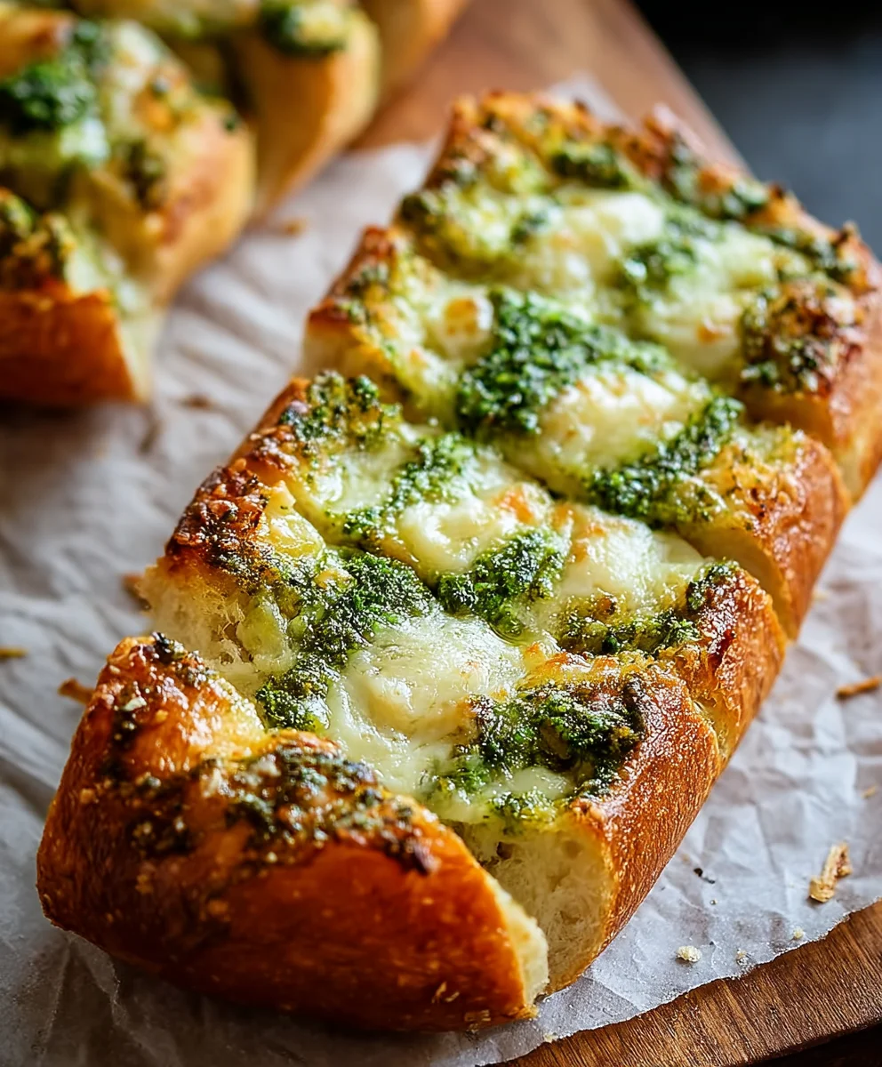 Cheesy Pesto Garlic Bread - Delicious & Easy Recipe