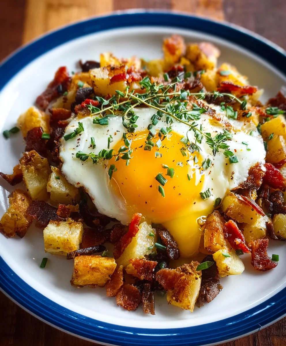Beef Bacon Egg Potato Hash- Delicious Easy Breakfast