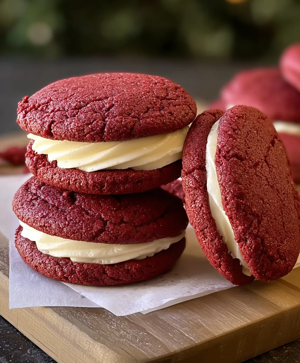 Red Velvet Cookie Sandwiches-Decadent Dessert