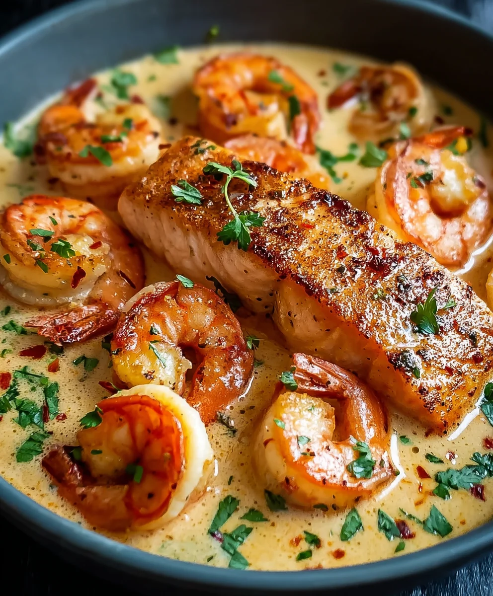 Creamy Salmon Shrimp Cajun Delight-Easy Recipe