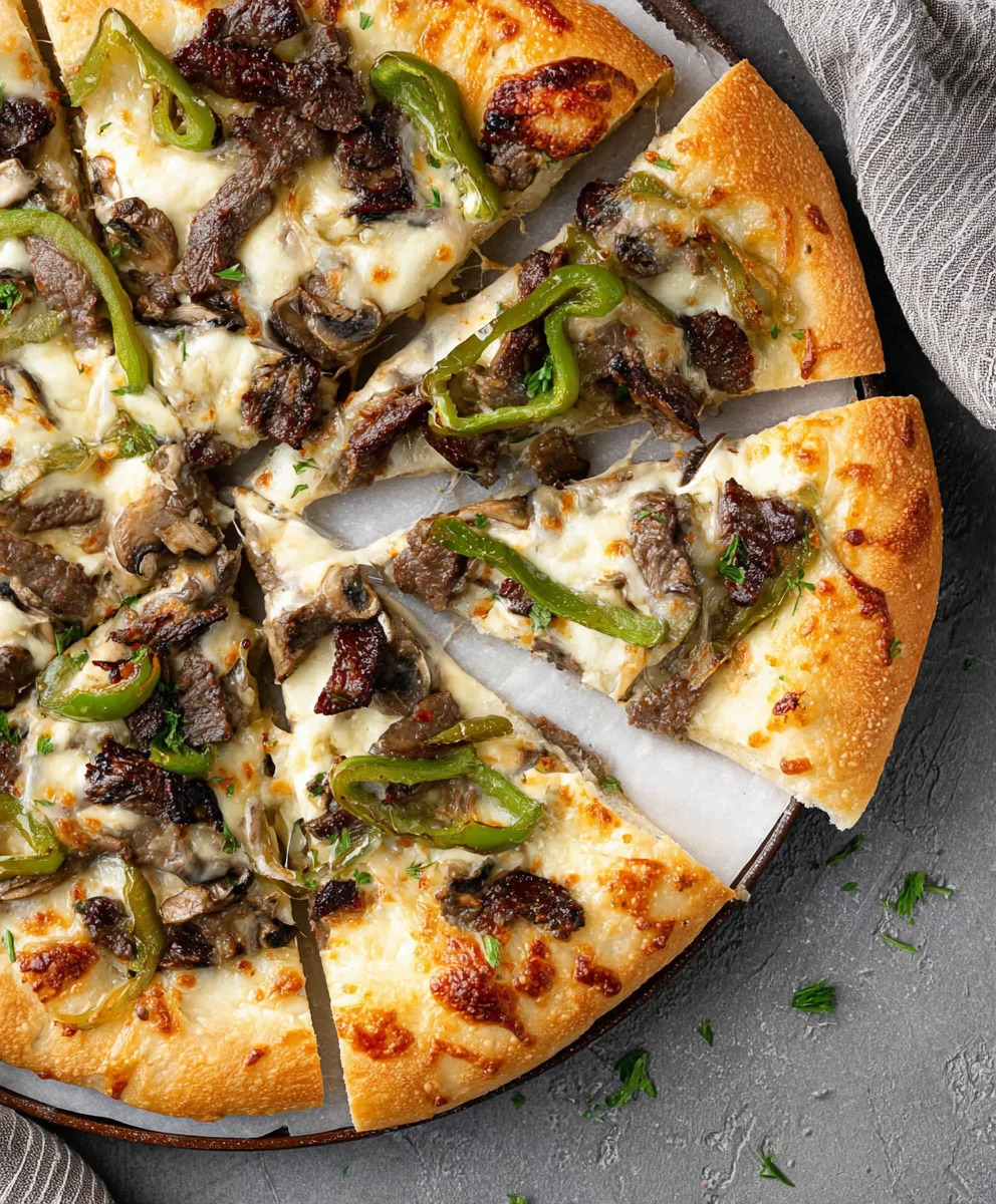Philly Cheesesteak Pizza- Delicious Beef Flavor