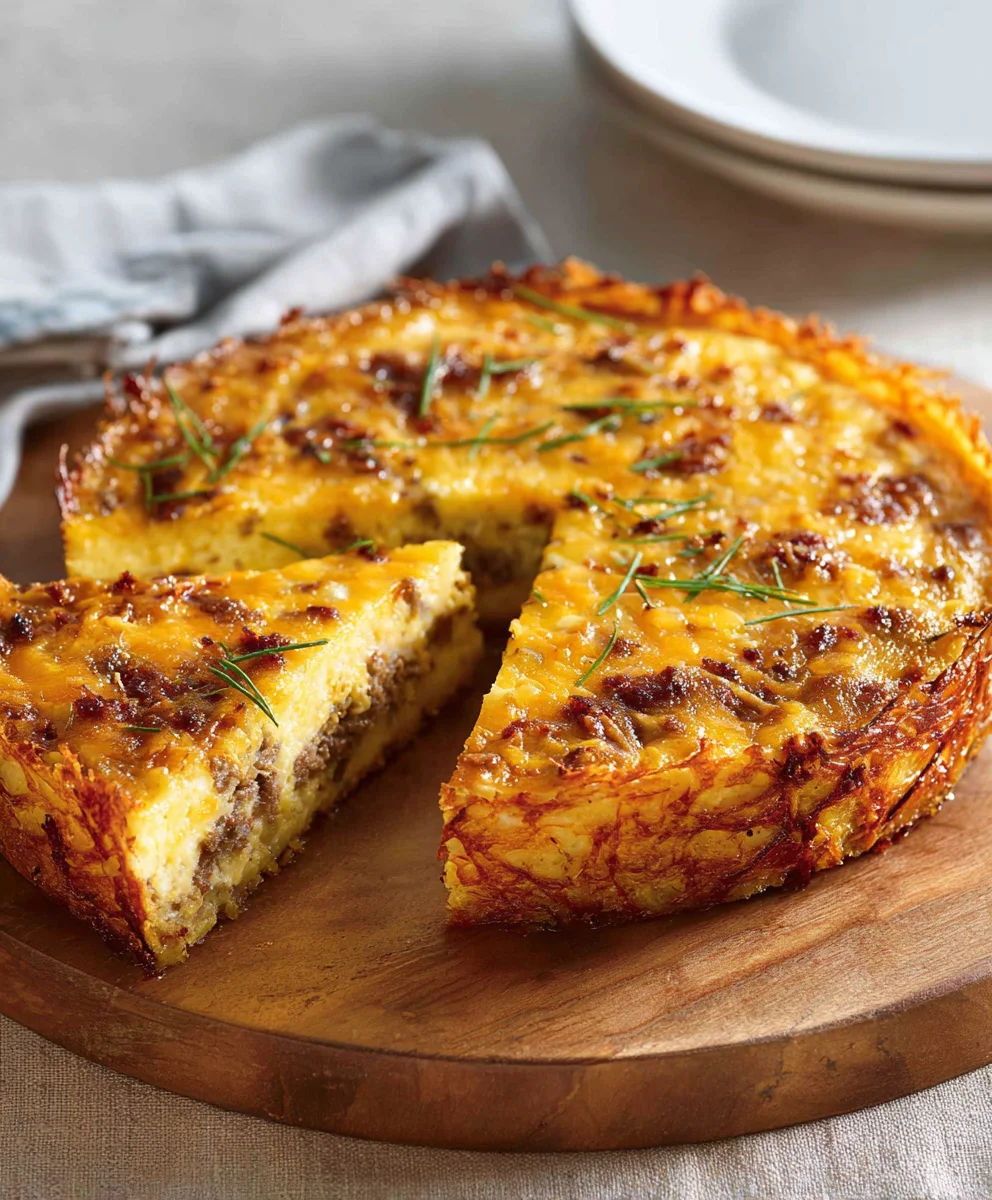 Hash Brown Beef Bacon Cheddar Quiche Recipe