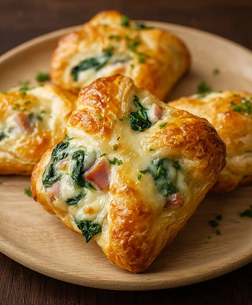 Beef Ham Cheese Puffs with Spinach – Easy Recipe!