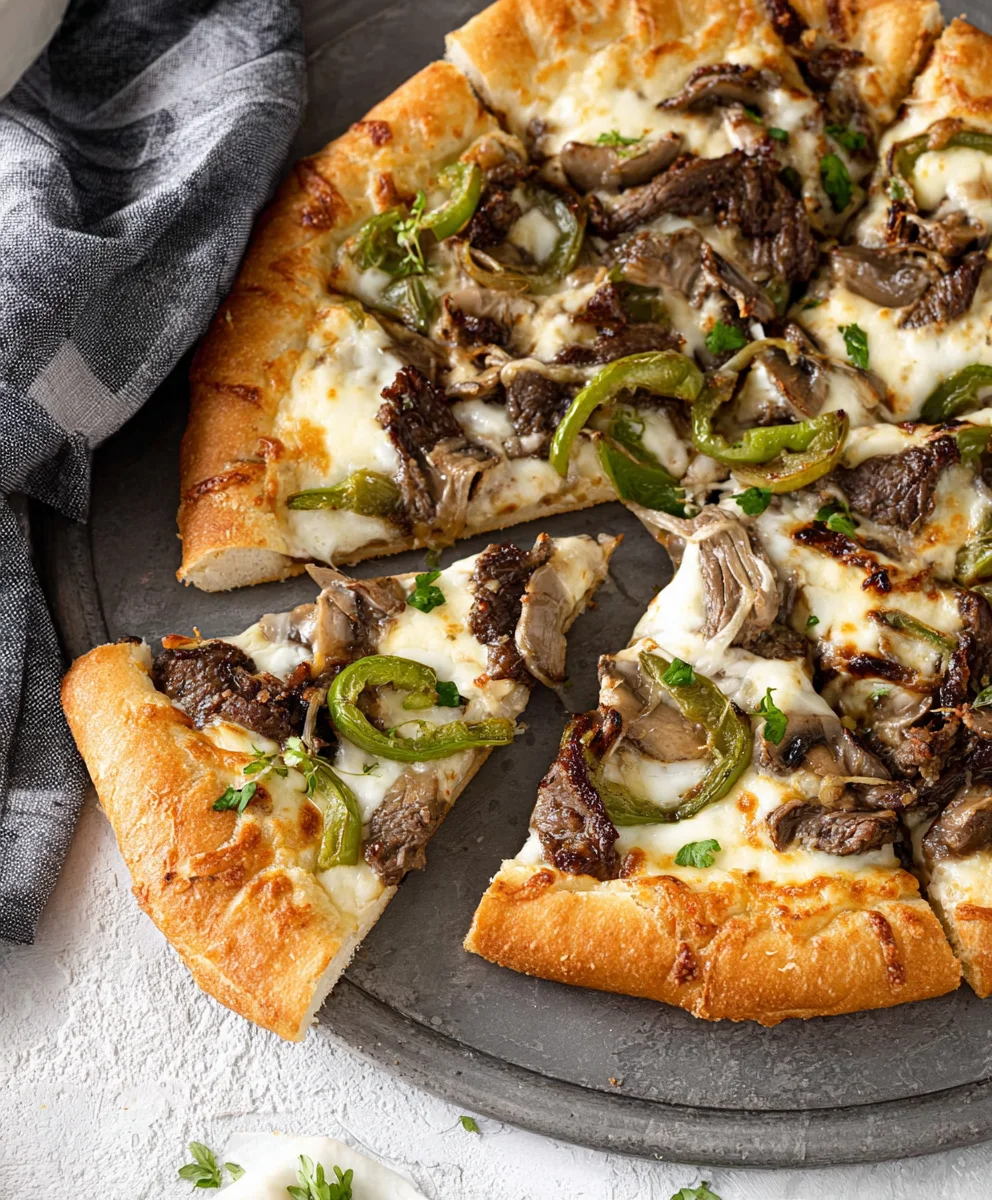Philly Cheesesteak Pizza- Delicious Beef Flavor
