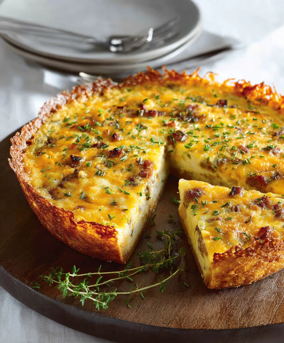 Hash Brown Beef Bacon Cheddar Quiche Recipe