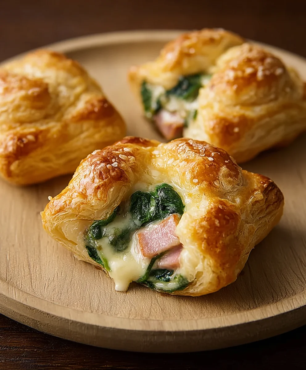 Beef Ham Cheese Puffs with Spinach – Easy Recipe!