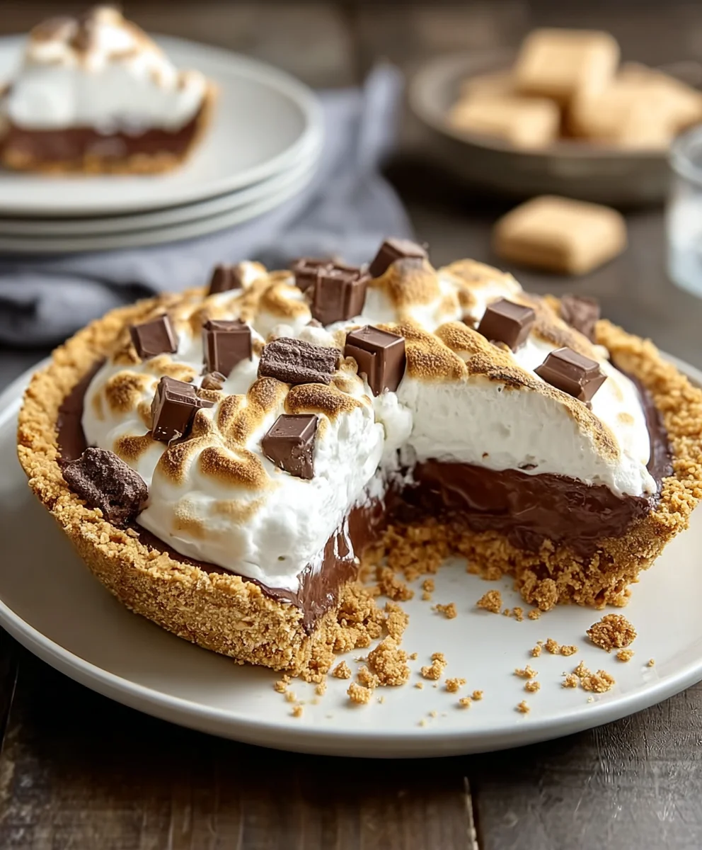 Easy S'mores Pie Recipe- Decadent Chocolate Graham Cracker Treat