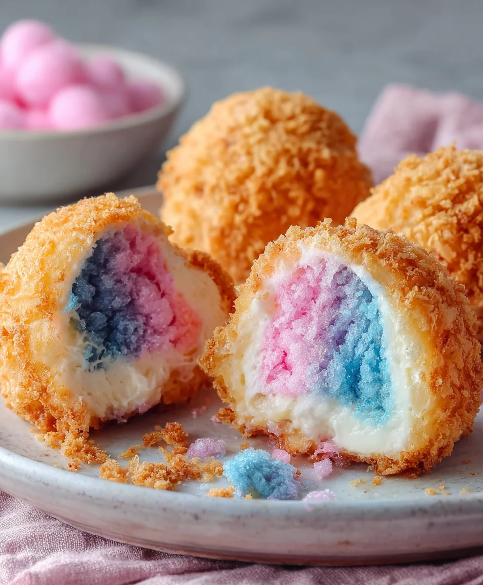 Crispy Cotton Candy Cheesecake Bombs Delight