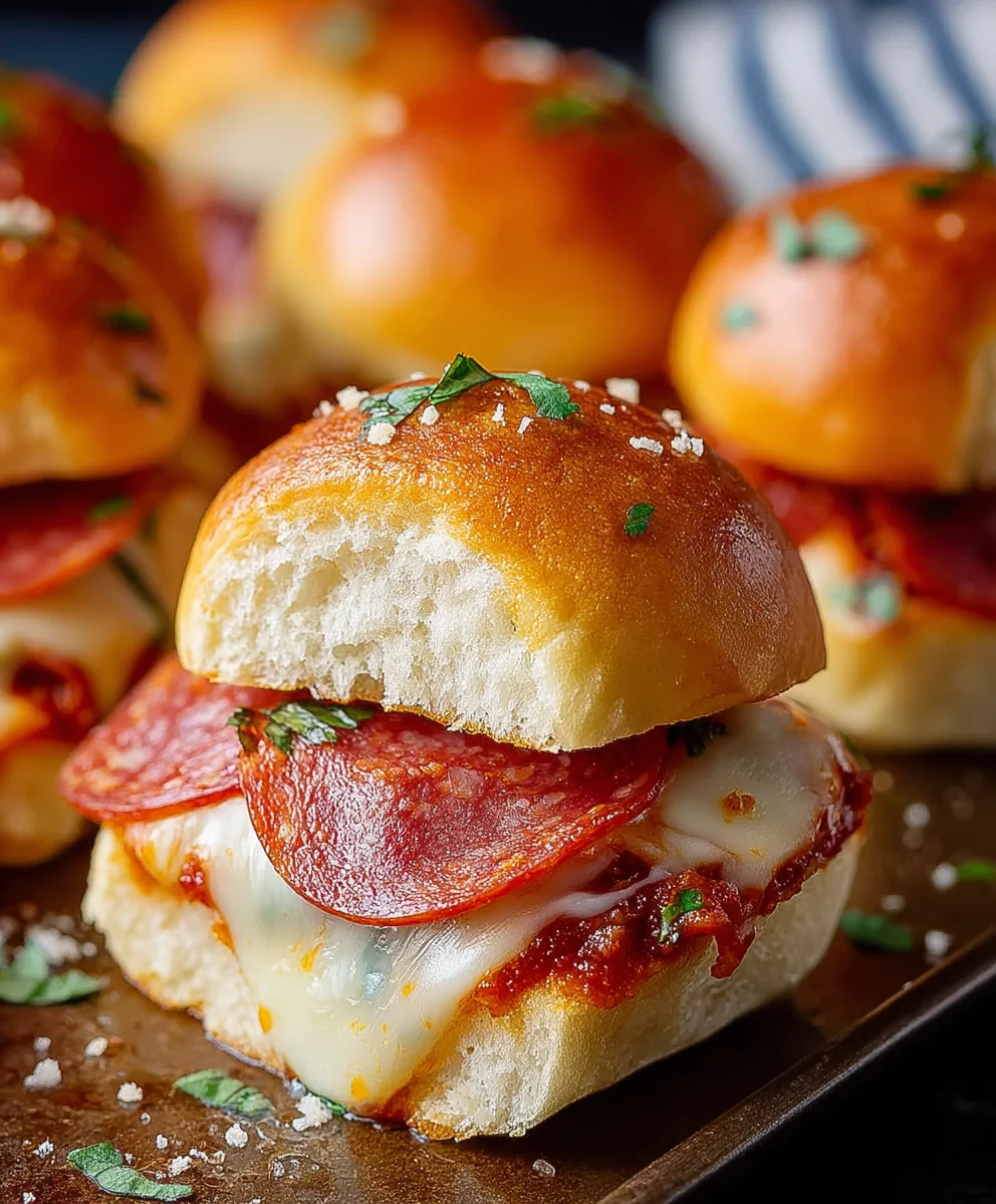 Cheesy Beef Pepperoni Pizza Sliders - Quick Party Appetizer