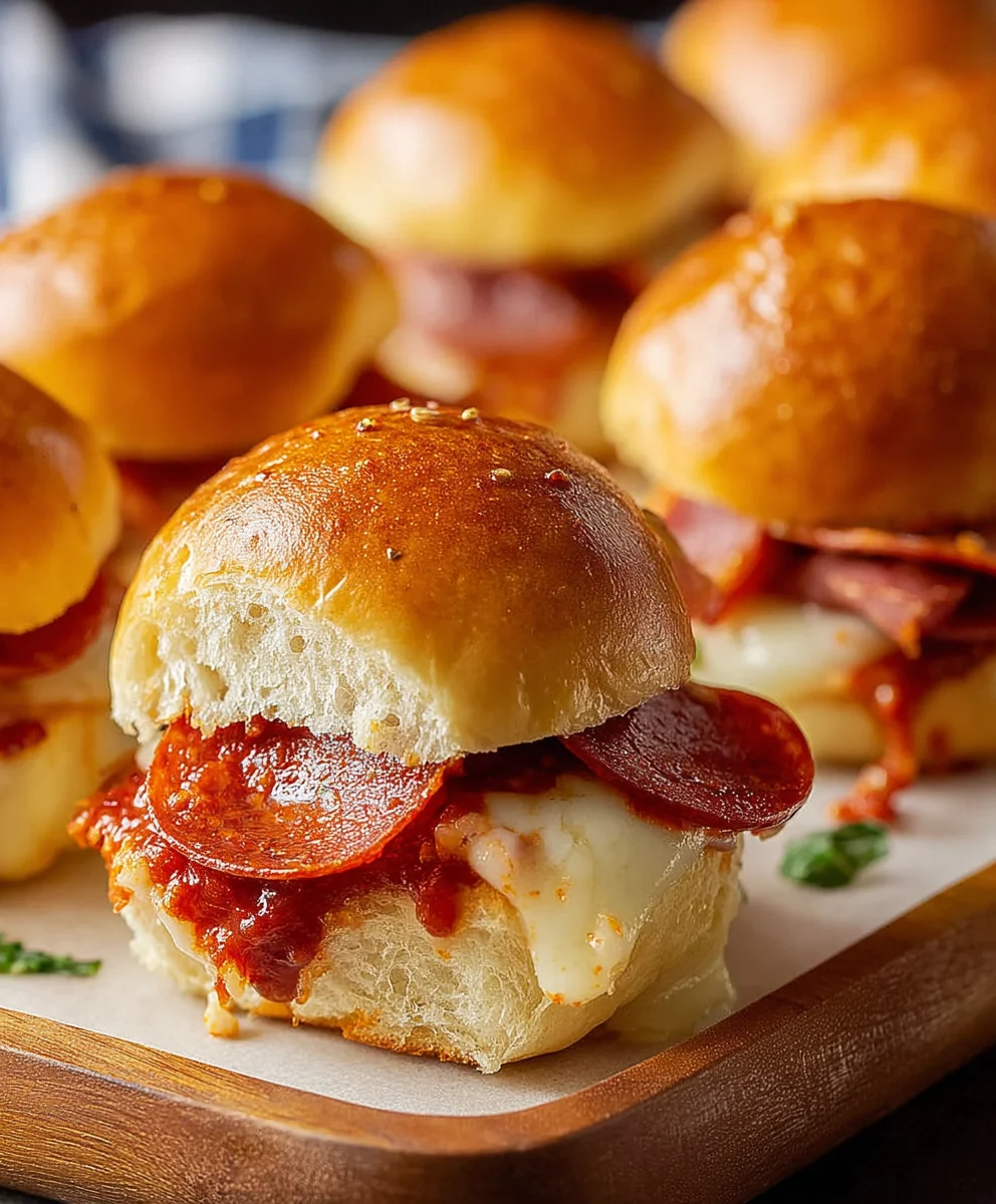 Cheesy Beef Pepperoni Pizza Sliders - Quick Party Appetizer