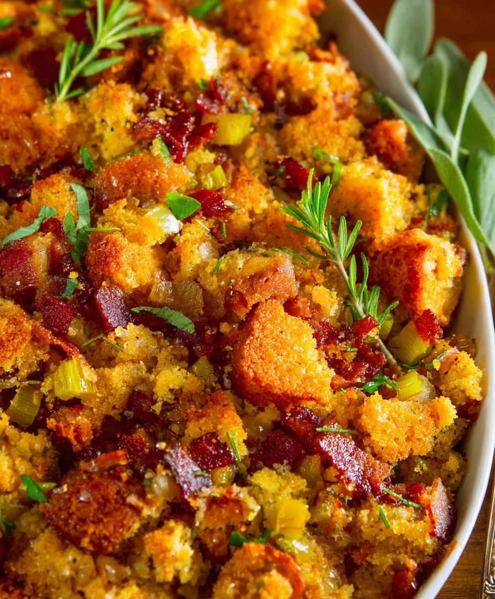 Beef Bacon Cornbread Stuffing Recipe-Savory Holiday Classic