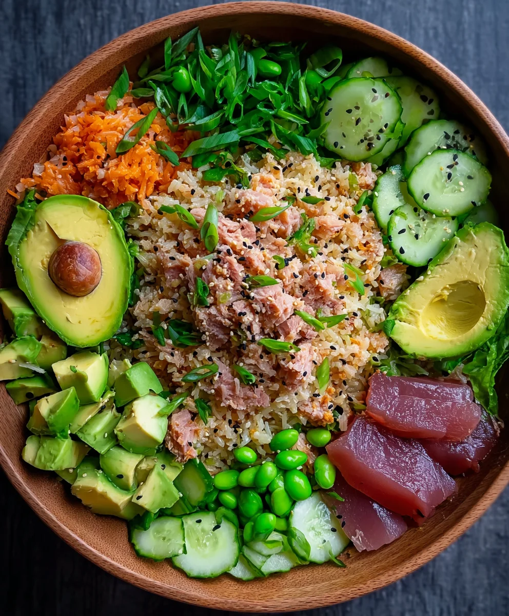 Crispy Rice Tuna Avocado Salad-Quick Healthy Lunch