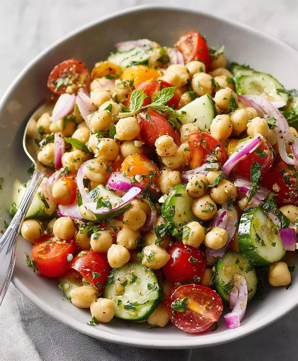 Easy Chickpea Salad Recipe- Healthy Lunch Idea