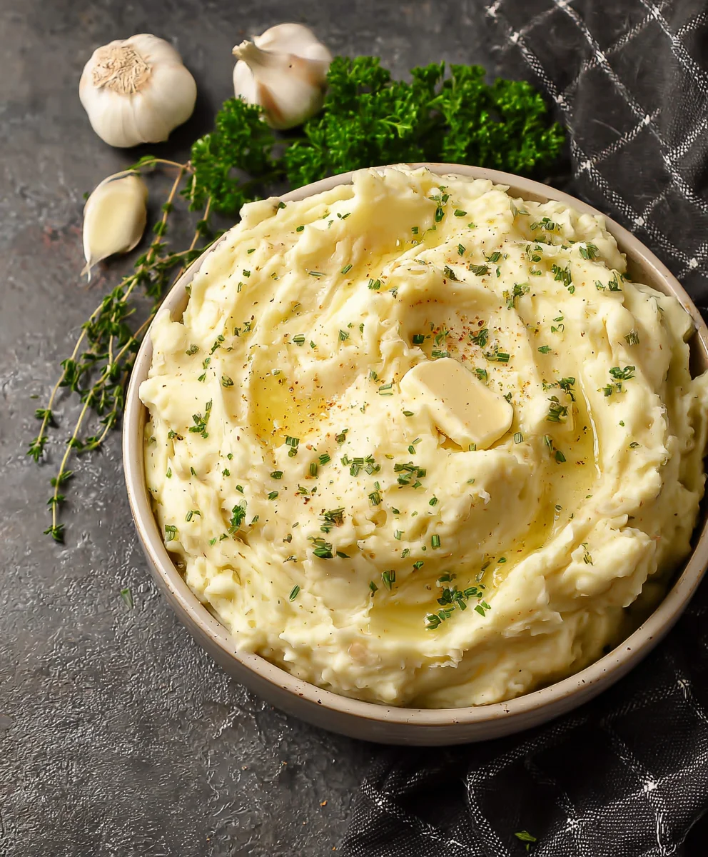 Creamy Garlic Mashed Potatoes - Easy Dinner Side!
