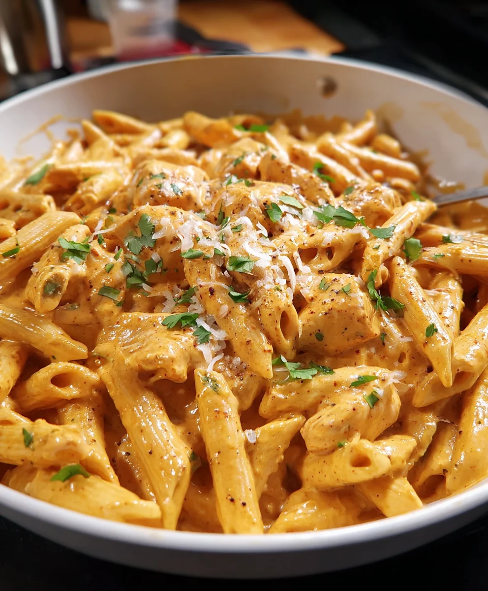 One-Pot Buffalo Ranch Chicken Penne Pasta Recipe