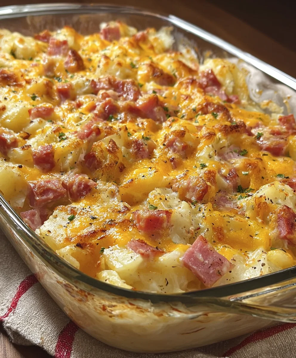 Cheesy Beef Potato Ham Casserole - Easy Comfort Food