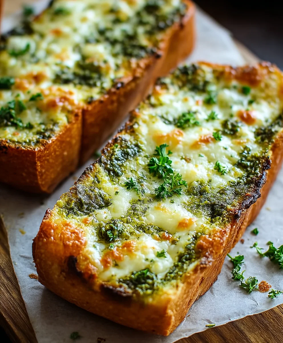 Cheesy Pesto Garlic Bread - Delicious & Easy Recipe
