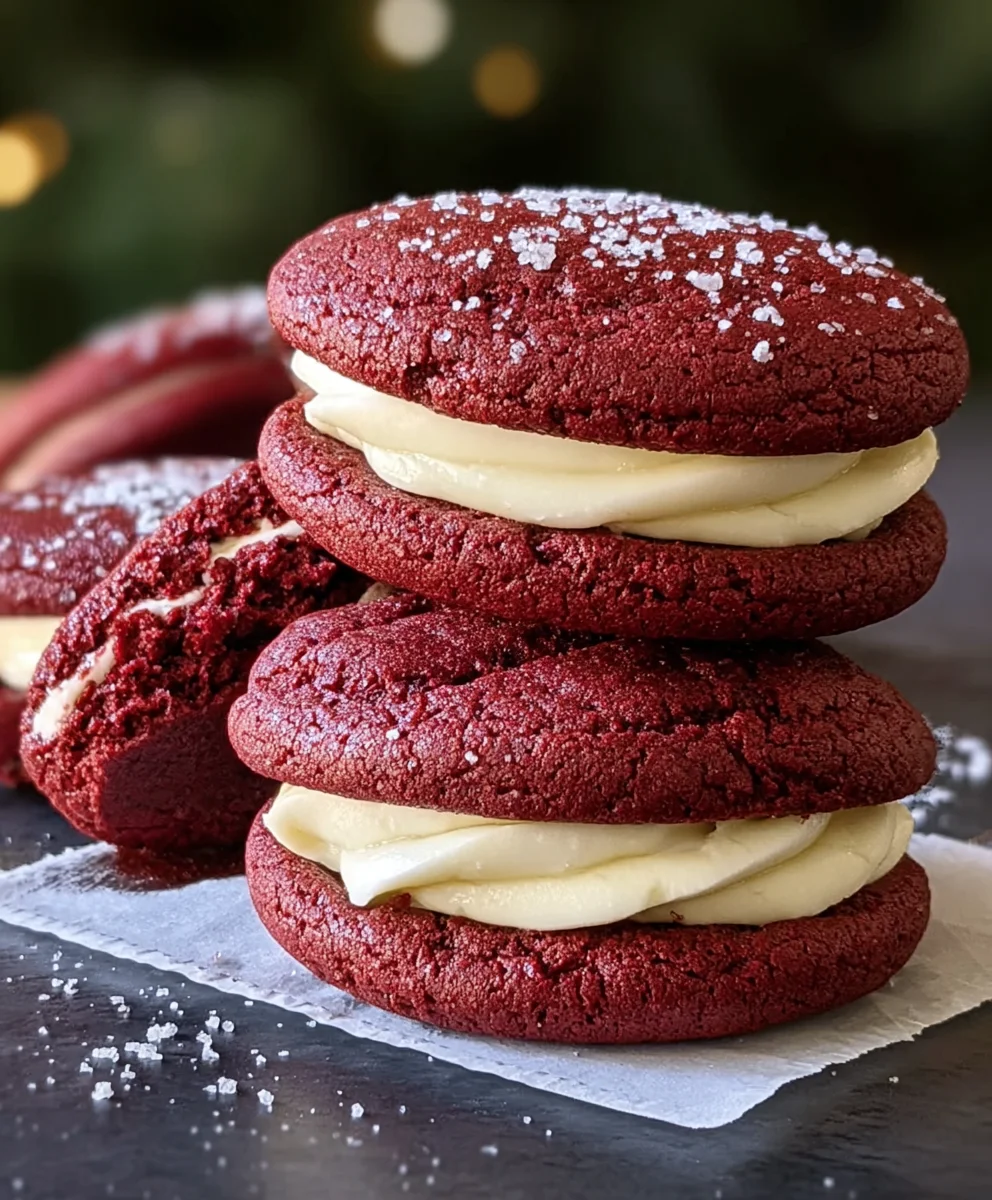Red Velvet Cookie Sandwiches-Decadent Dessert