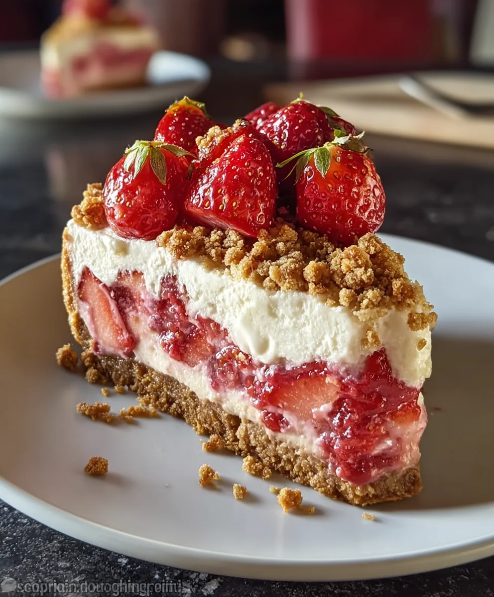 Strawberry Crunch Cheesecake - Delicious & Easy Recipe
