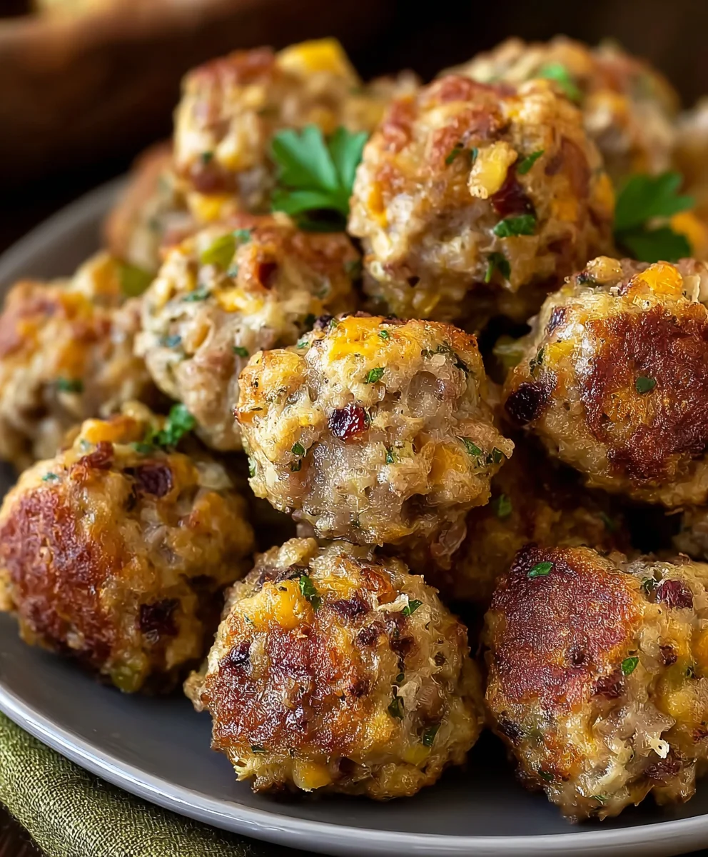 Savory Sausage Stuffing Balls-Easy Holiday Appetizer