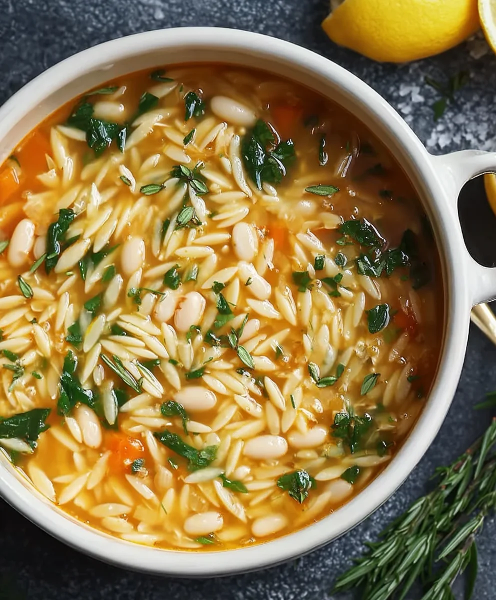 Zesty Lemon White Bean Orzo Soup-Easy & Flavorful Recipe