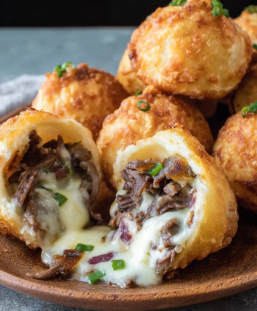Philly Cheesesteak Bombs- Easy Beef & Cheese Bites
