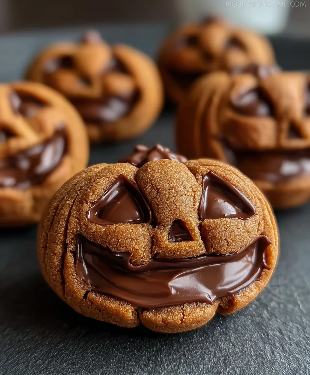 Milk Chocolate Stuffed Jack-o-lantern Cookies