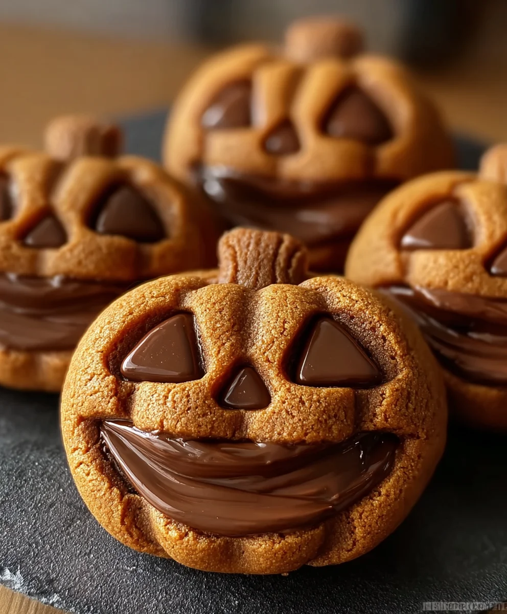 Milk Chocolate Stuffed Jack-o-lantern Cookies