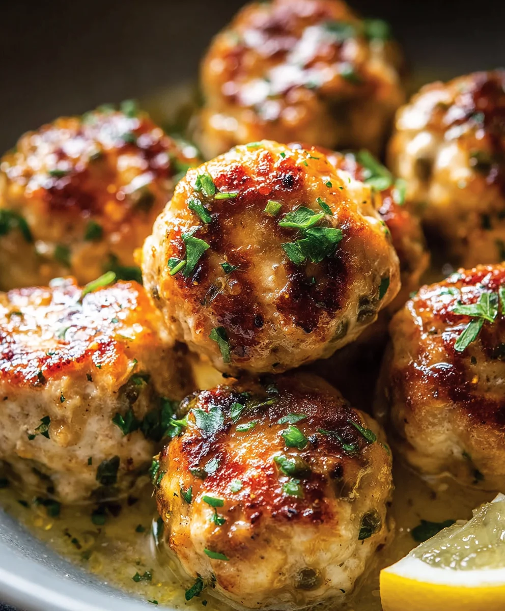 Chicken Piccata Meatballs - Zesty Lemon & Caper Flavor