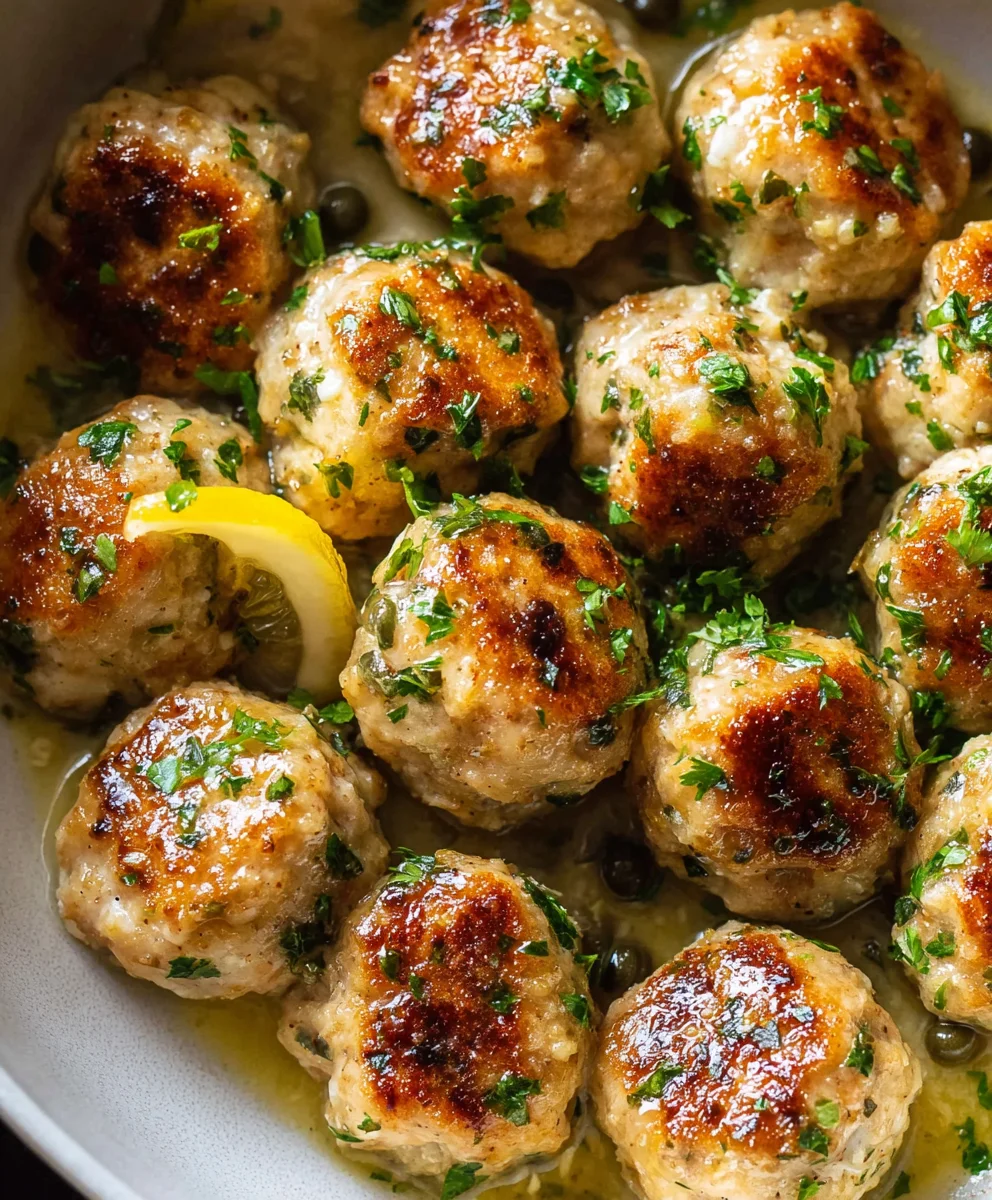 Chicken Piccata Meatballs - Zesty Lemon & Caper Flavor