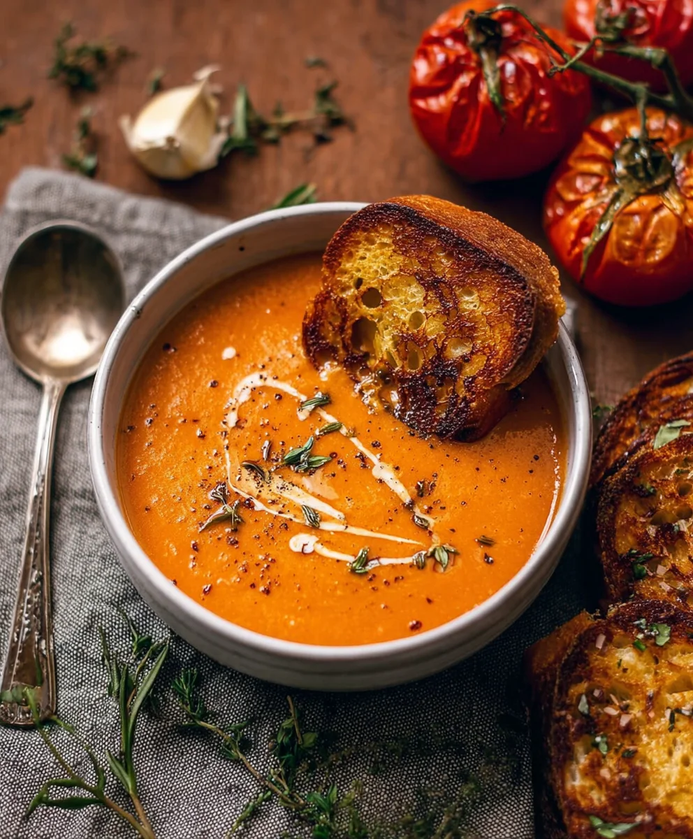 Creamy Roasted Garlic Tomato Soup - Easy Comfort Food