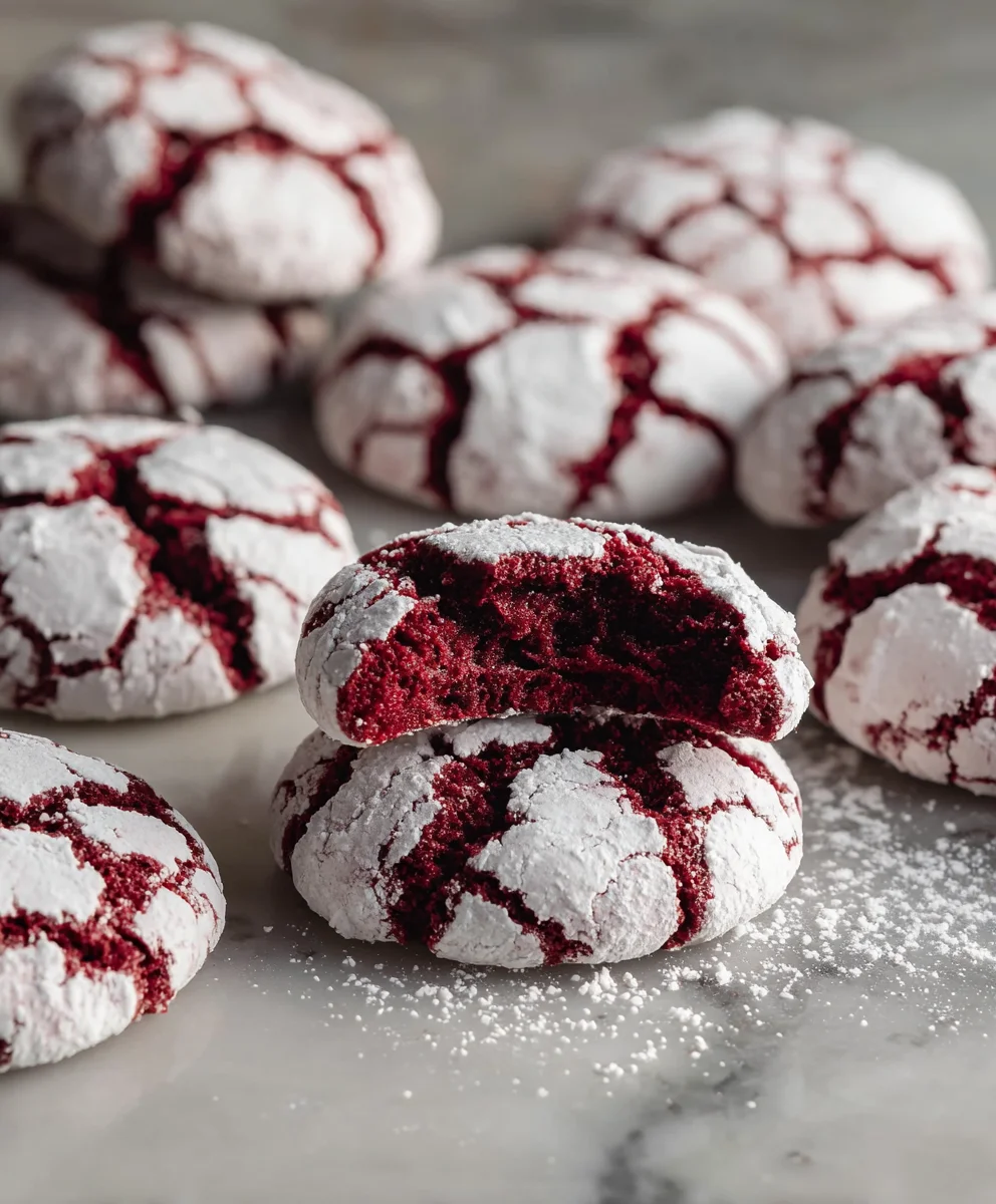 Easy Red Velvet Crinkle Cookies-Fudgy & Delicious