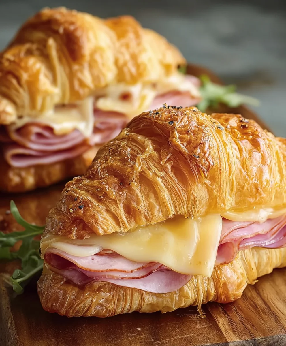 Beef Ham Cheese Croissant Sandwiches - Easy Lunch